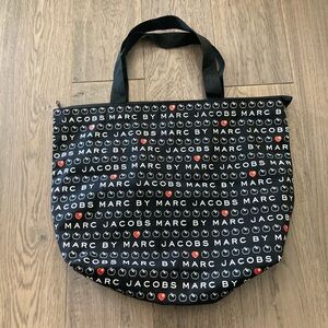 Marc by Marc Jacobs Black White Heart Love Apple Logo Japan Tote Shoulder Bag